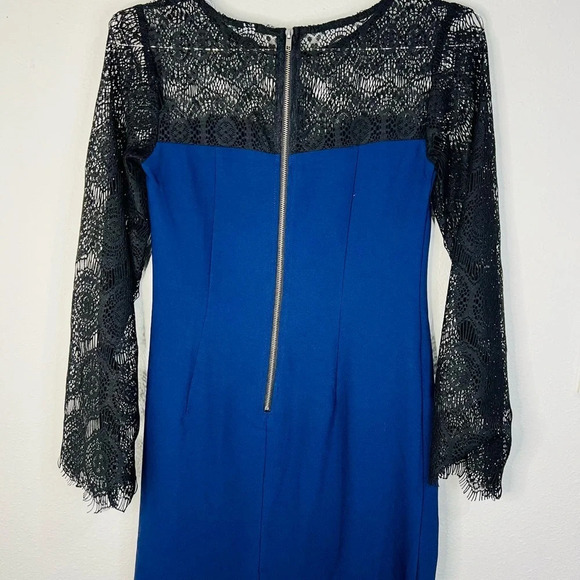 Xhilaration Navy Blue Dress Black Lace Long Sleeves Effortless Elegance Size XS - Picture 6 of 14